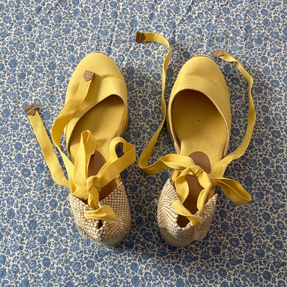 Castaner Yellow Espadrille Wedge Sandals